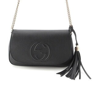 Gucci Soho Leather Chain Tassel Shoulder Bag Black
